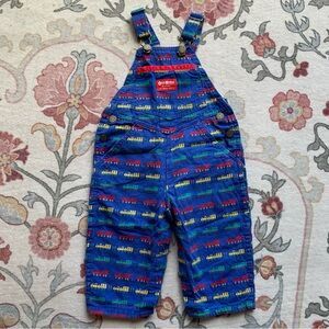 VTG OshKosh B'gosh Vestbak Blue Train Overalls Size 2T